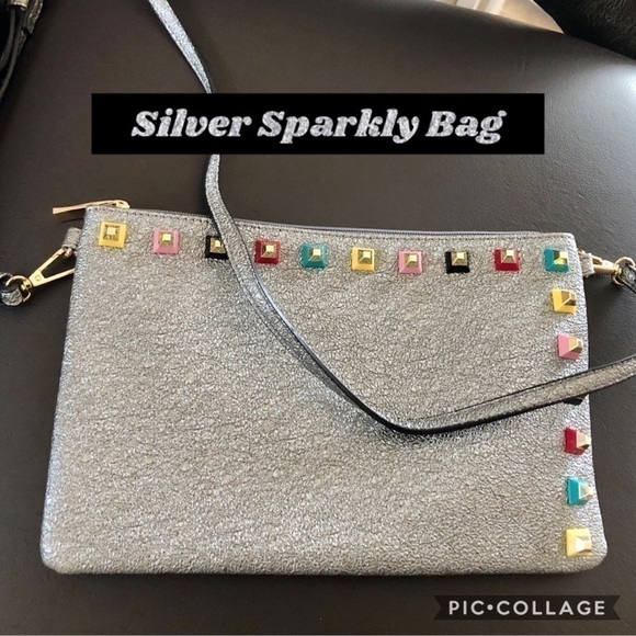 Sparkly Silver Bag w/Cute Small Blocks - Picture 1 of 5